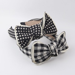 New fashion temperament fabric plaid flower polka dot bow tie headband Korean hair accessories