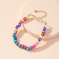 French Retro Ins Color Beaded Bracelet for Women Europe and America Cross Border New Internet Celebrity Letters Handmade DIY Bracelet Ornament