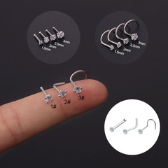 20G Titanium Steel Nose Piercing Mini Zircon Nose Stud Nose Ring European and American Foreign Trade Piercing Jewelry Single