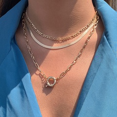 Europe and America Cross Border Ornament Simple Hollow Cross Chain Snake Bones Chain Necklace Mixed Metal Geometric Clavicle Necklace