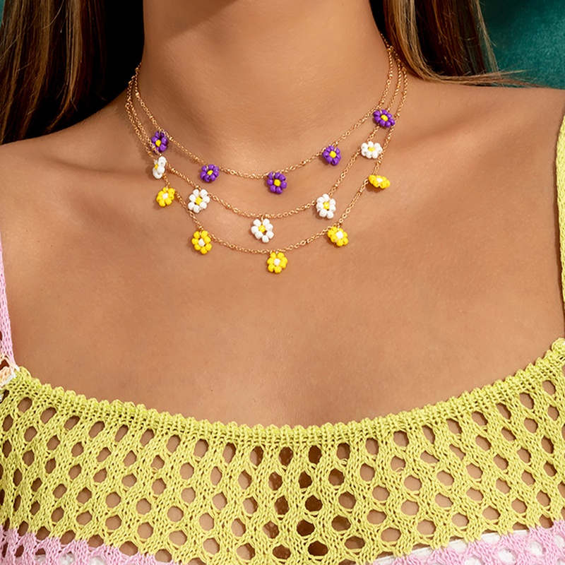 bijoux transfrontaliers petit collier d39empilage de chane de clavicule de fleur de marguerite de couleur frache