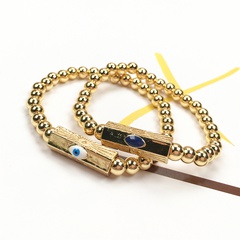 Devil's Eye Oil Drop Copper Bracelet 2021 New Golden Bead Trendy Hip Hop Style Bracelets Wholesale
