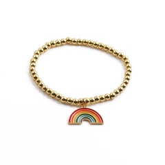 New real gold geometric cross-border European and American copper beads gold-plated rainbow bracelet