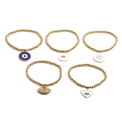 Cross-border European and American copper inlaid zircon hand jewelry devil's eyes round bead elastic bracelet