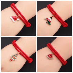 Cross-border Alloy Christmas Jewelry European and American Christmas Tree Hat Red String Adjustable Bracelet