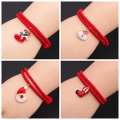 European and American Christmas cross-border alloy Santa Claus socks red string adjustable bracelet