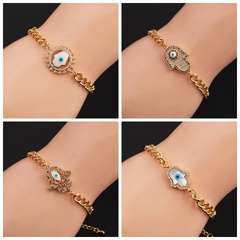 New copper-plated real gold hip-hop hand jewelry European and American simple Turkish eye bracelet