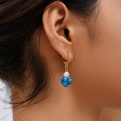 European and American trend simple cute creative heart glass earrings exquisite flower earrings jewelry