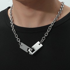 design minimaliste vent sombre collier personnalité pendentif hip hop collier court en acier inoxydable