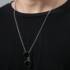 Magic mirror necklace hip-hop sunglasses niche design pendant stainless steel necklace