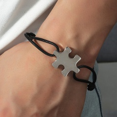 Personalisierte Gravur Name Edelstahl Puzzle Armband Mode einfaches handgemachtes Handseil kann graviert werden