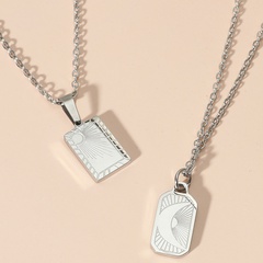 European and American radial square pendant sun moon stainless steel necklace clavicle chain