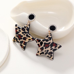 retro personality trend acrylic sexy leopard earrings five-pointed star resin earrings