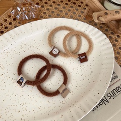 4 packs of cute bear hair rope plush hair loop head rope basic rubber band leather case girl heart hair accessories