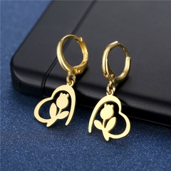 European and American popular heart-shaped rose earrings geometric earrings