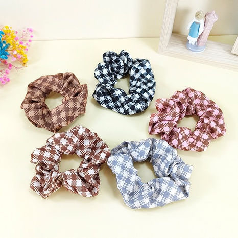2021 autumn Korean new candy color striped hair scrunchies fresh plaid elastic bundle hair accessories's discount tags