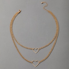2021 new jewelry peach heart alloy double-layer alloy necklace