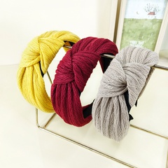 Korean new autumn and winter knitted headband female diamond lattice wool headband