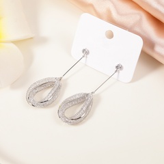 Brass material electroplated platinum simple hollow drop earrings
