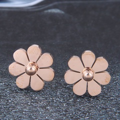 Korean Fashion Sweet OL Chrysanthemum Titanium Steel Personality Female Stud Earrings