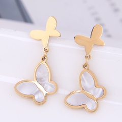 Exquisite Korean Fashion Simple Size Butterfly Titanium Steel Temperament Stud Earrings