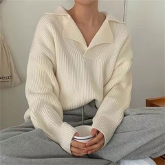 Herbst neuer Stil langärmeliger locker gestrickter Pullover Top-Pullover