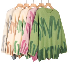 Autumn and winter new style tie-dye loose pullover sweater top knit sweater
