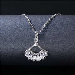 European and American fan-shaped titanium steel necklace hollow clavicle chain