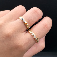 New rainbow series zircon copper ring design personality joint index finger ring cross-border accessories wholesale
