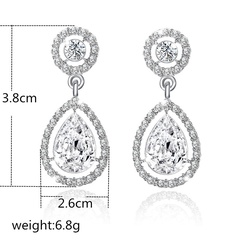 simple personality diamond-studded water drop long earrings