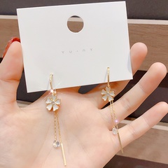flower long tassel earrings super fairy Korean temperament forest earrings wild ear jewelry