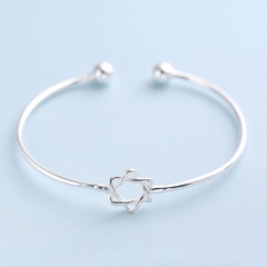 s925 silver six-pointed star fine bracelet Korean jewelry female open bracelet Valentine's day silver jewelry