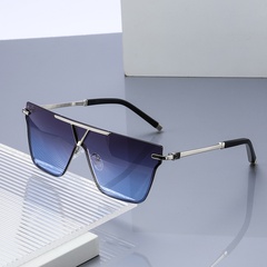 2021 new one-piece big frame rimless sunglasses European and American trend glasses sunglasses