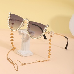 2021 neue randlose Diamant-Sonnenbrillen Damenmode Sonnenbrillenkette Europäische und amerikanische Trend-Sonnenbrillen