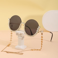 Gafas de sol gafas de sol con montura de diamantes sin montura anti-ultravioleta cadena de cinturón de moda gafas de sol de montura redonda gafas de sol de moda