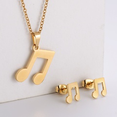 Titanium steel glossy music symbol Korean earrings becklace set