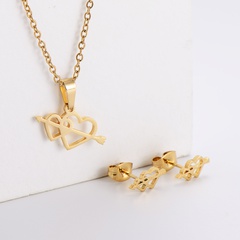 Titanium Steel Jewelry Cupid Element Pendant Simple Korean Earrings Necklace Set