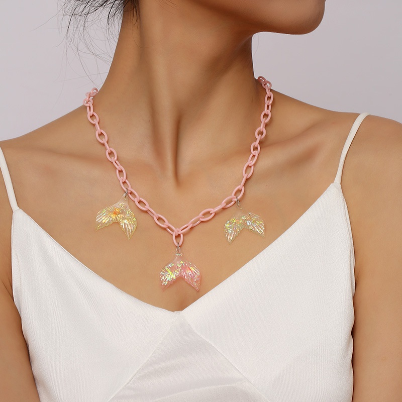 creative acrylic chain mermaid tail necklace creative crossborder resin pendant jewelry