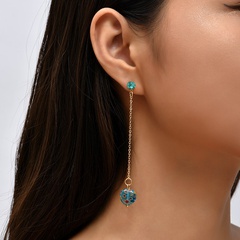 European and American trend long printed love glass earrings creative personality earrings jewelry