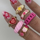 European and American crossborder new flower smiley ring fashion pink heart stitching ring 6piece setpicture5