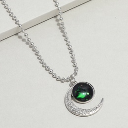 niche design sense fashion simple and exaggerated moon pendant necklace Korean version trend clavicle chainpicture7