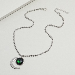 niche design sense fashion simple and exaggerated moon pendant necklace Korean version trend clavicle chainpicture8