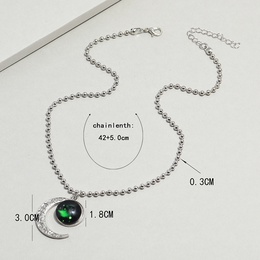 niche design sense fashion simple and exaggerated moon pendant necklace Korean version trend clavicle chainpicture9