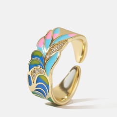 Creative copper dripping open ring European and American trend color retention ring jewelry