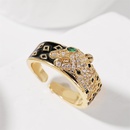 Korean style simple copper inlaid zirconium dripping oil cute leopard opening ring jewelrypicture10