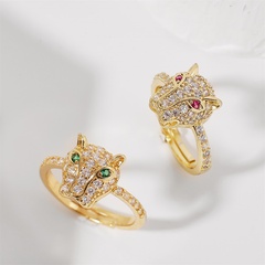 Korean simple animal real gold electroplating leopard open ring creative exquisite color retention ring jewelry