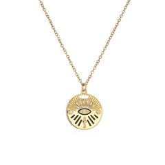 copper plated 18K gold drip oil zircon eye geometric pendant necklace