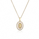 European and American Popular Jewelry Dripping Oil Zircon Virgin Mary Pendant Necklacepicture8