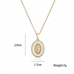 European and American Popular Jewelry Dripping Oil Zircon Virgin Mary Pendant Necklace