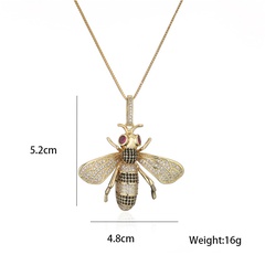 punk style hip-hop jewelry copper plated 18K gold zircon bee necklace sweater chain